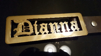 gold custom name belt buckle